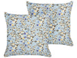 Set of 2 Outdoor Cushions Blue Polyester 45 x 45 cm Square Floral Print Pattern Scatter Pillow Garden Patio Beliani