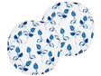 Set of 2 Garden Cushions White and Blue Polyester  40 cm Round Leaf Pattern Motif Modern Design Throw Scatter Pillow Beliani