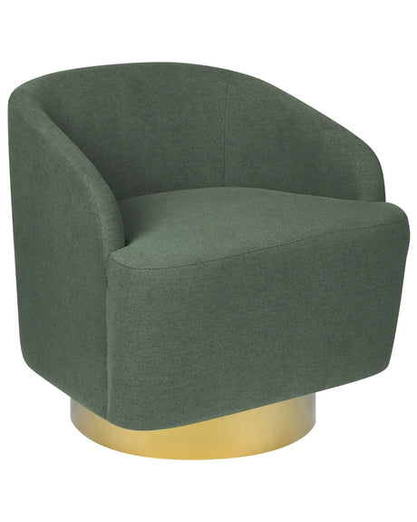Armchair Light Grey Fabric Gold Base Swivel 360 Retro Glam Art Decor Style Beliani