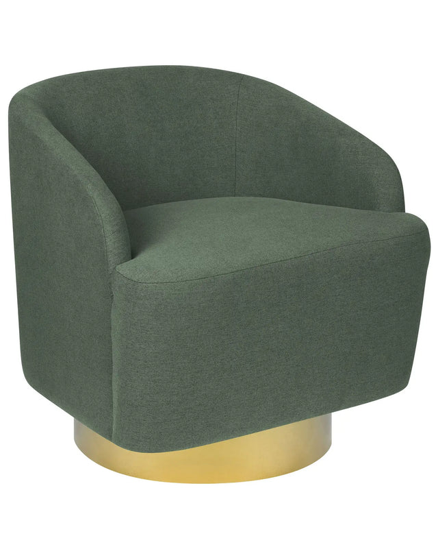 Armchair Light Grey Fabric Gold Base Swivel 360 Retro Glam Art Decor Style Beliani
