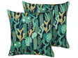 Set of 2 Garden Cushions Green Polyester Cactus Pattern 45 x 45 cm Square Modern Outdoor Patio Water Resistant Beliani