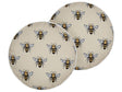 Set of 2 Garden Cushions Beige Polyester Bee Pattern ⌀ 40 cm Round Modern Outdoor Patio Water Resistant Beliani