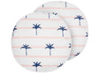 Set of 2 Garden Cushions White Polyester Palm Pattern ⌀ 40 cm Round Modern Outdoor Patio Water Resistant Beliani