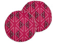 Set of 2 Garden Cushions Pink Polyester Geometrical Pattern  40 cm Round Modern Outdoor Patio Water Resistant Beliani