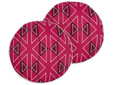 Set of 2 Garden Cushions Pink Polyester Geometrical Pattern  40 cm Round Modern Outdoor Patio Water Resistant Beliani