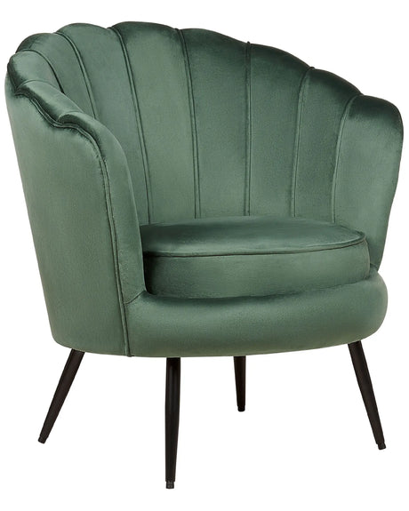 Armchair Green Velvet Novelty Shape Metal Legs Retro Beliani