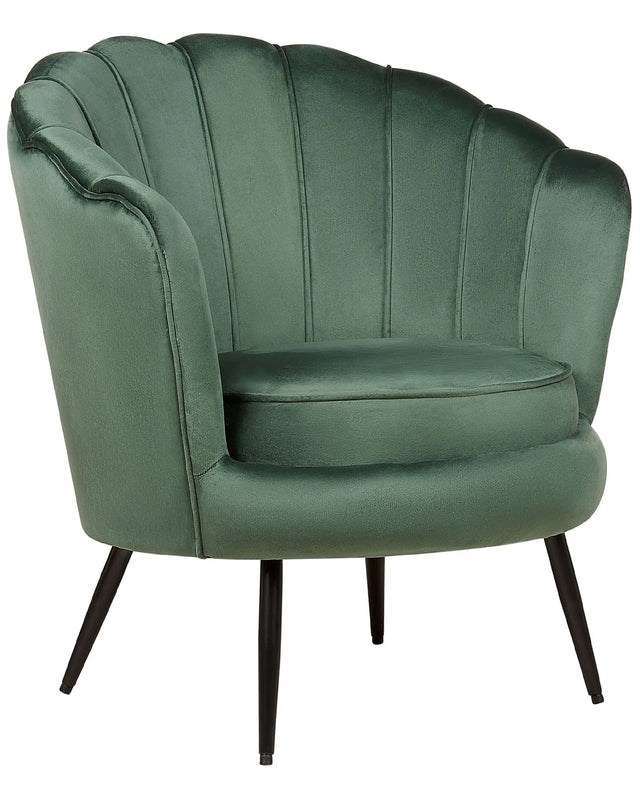 Armchair Green Velvet Novelty Shape Metal Legs Retro Beliani