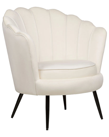 Armchair Off-White Velvet Novelty Shape Metal Legs Retro Beliani