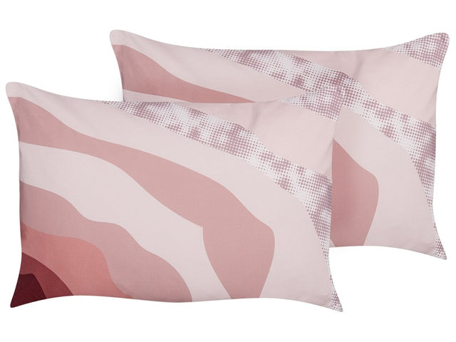 Set of 2 Garden Cushions Pink Polyester 40 x 60 Abstract Pattern Modern Outdoor Decoration Water Resistant Beliani