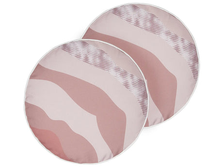 Set of 2 Garden Cushions Pink Polyester  40 cm Abstract Pattern Modern Outdoor Decoration Water Resistant Beliani