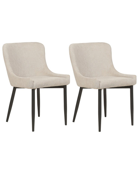 Set of 2 Dining Chairs Light Beige Fabric Upholstered Beliani