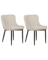 Set of 2 Dining Chairs Light Beige Fabric Upholstered Beliani