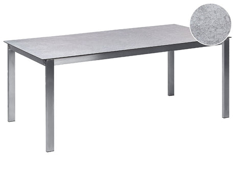 Garden Table Grey Tempered Glass Table Top Stainless Steel Frame Rectangular 180 x 90 cm 6 Seater Beliani