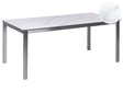 Garden Table White Marble Effect Tempered Glass Table Top Stainless Steel Frame Rectangular 180 x 90 cm 6 Seater Beliani