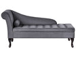 Left Hand Chaise Lounge Dark Grey Velvet Upholstery Black Legs Storage Compartment Tufted Seat Bolster Cushion Glam Retro Design Beliani