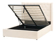 Bed Frame with Storage Off-White Velvet Upholstered 4ft6 EU Double Size Ottoman Bed Beliani
