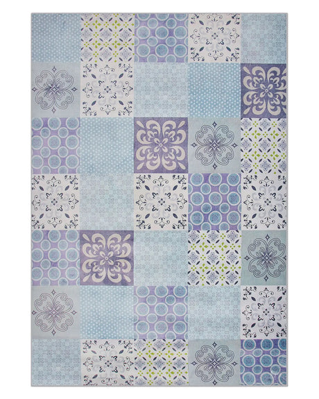 Area Rug Multicolour Fabric 140 x 200 cm Patchwork Rectangular Coastal Beliani