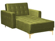 Chaise Lounge Green Velvet Tufted Fabric Modern Living Room Reclining Day Bed Gold Legs Track Arms Beliani