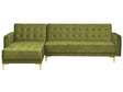 Corner Sofa Bed Green Velvet Tufted Fabric Modern L-Shaped Modular 4 Seater Right Hand Chaise Longue Beliani