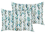 Set of 2 Garden Cushions White and Green Polyester 40 x 60 cm Rectangular Leaf Pattern Motif Modern Design Throw Scatter Pillow Beliani