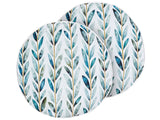 Set of 2 Garden Cushions White and Green Polyester  40 cm Round Leaf Pattern Motif Modern Design Throw Scatter Pillow Beliani