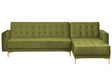 Corner Sofa Bed Green Velvet Tufted Fabric Modern L-Shaped Modular 4 Seater Left Hand Chaise Longue Beliani