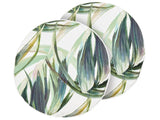 Set of 2 Garden Cushions Green and White Polyester Leaf Pattern  40 cm Modern Outdoor Decoration Water Resistant Beliani