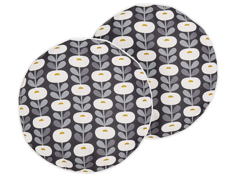Set of 2 Garden Cushions Grey Polyester Geometric Pattern  40 cm Modern Outdoor Decoration Water Resistant Beliani
