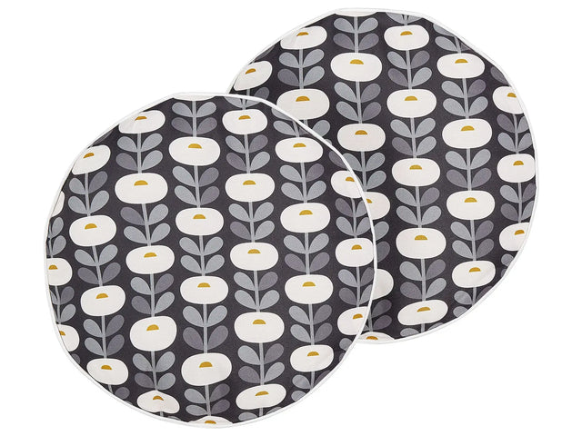 Set of 2 Garden Cushions Grey Polyester Geometric Pattern  40 cm Modern Outdoor Decoration Water Resistant Beliani