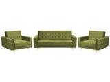 Living Room Set Green Velvet Tufted Fabric 3 Seater Sofa Bed 2 Reclining Armchairs Modern 3-Piece Suite Beliani