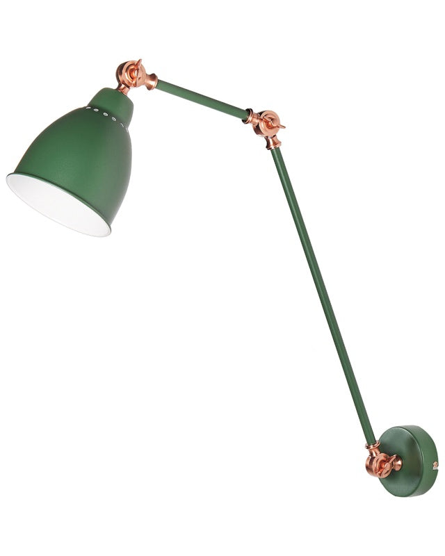 Wall Spot Lamp Dark Green Metal  ø 14 cm Matt Finish Long Swing Arm Reading Light Modern Design Beliani