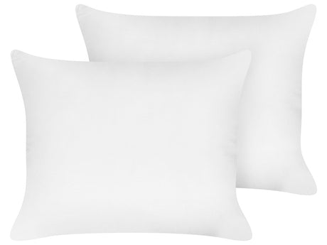 2 Bed Pillows White Lyocell Japara Cotton Rectangular 50 x 60 cm Polyester Filling High Profile Sleeping Cushion Bedroom Beliani