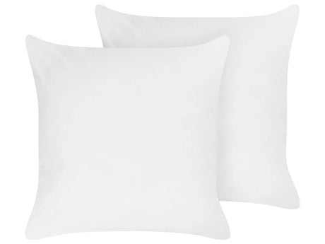2 Bed Pillows White Lyocell Japara Cotton Rectangular 80 x 80 cm Polyester Filling High Profile Sleeping Cushion Bedroom Beliani
