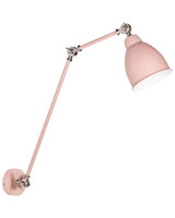 Wall Spot Lamp Light Pastel Pink Metal  14 cm Matt Finish Long Swing Arm Reading Light Modern Design Beliani