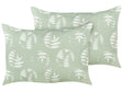 Set of 2 Garden Cushions Green Polyester 40 x 60 cm Leaf Pattern Motif Modern Design Throw Scatter Pillow Beliani