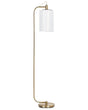 Floor Lamp White Linen Shade Metal Base 156 cm Fabric Light Lighting Modern Glam Beliani