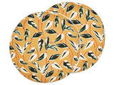 Set of 2 Garden Cushions Multicolour Polyester  40 cm Round Leaf Pattern Motif Modern Design Throw Scatter Pillow Beliani