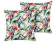 Set of 2 Outdoor Cushions Multicolour Polyester 45 x 45 cm Square Toucan Print Motif Pattern Scatter Pillow Garden Patio Beliani