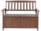 Garden Bench with Storage Dark Solid Acacia Wood 120 x 60 cm 2 Seater Outdoor Patio Rustic Traditional Style  Beliani