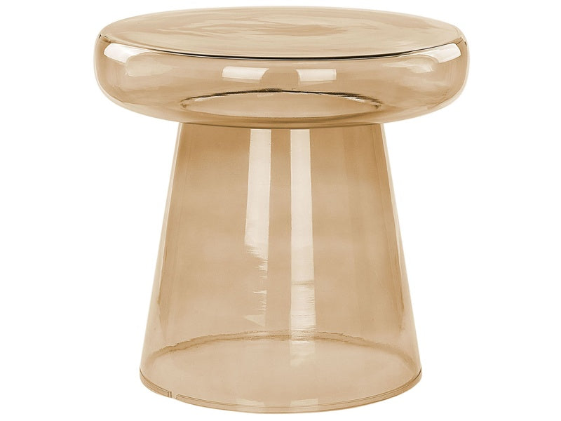 Side Table Golden Brown Glass ø 39 cm Accent End Table Decor Display Tinted Transparent Design Beliani