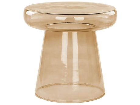 Side Table Golden Brown Glass  39 cm Accent End Table Decor Display Tinted Transparent Design Beliani