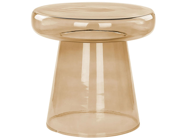 Side Table Golden Brown Glass  39 cm Accent End Table Decor Display Tinted Transparent Design Beliani