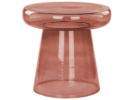 Side Table  Dark Red Glass ø 39 cm Accent End Table Decor Display Tinted Transparent Design Beliani