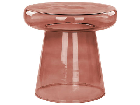Side Table Red Glass  39 cm Accent End Table Decor Display Tinted Transparent Design Beliani