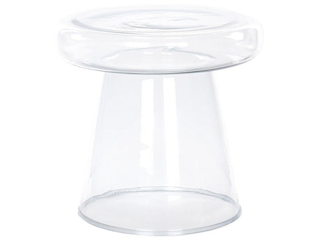 Side Table  Transparent Glass ø 39 cm Accent End Table Decor Display Tinted Transparent Design Beliani