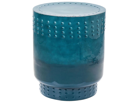 Side Table Blue Iron Metal  41 cm Accent End Table Decor Display Design Beliani