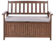 Garden Bench with Storage Dark Solid Acacia Wood Grey Cushion 120 x 60 cm 2 Seater Outdoor Patio Rustic Traditional Style  Beliani