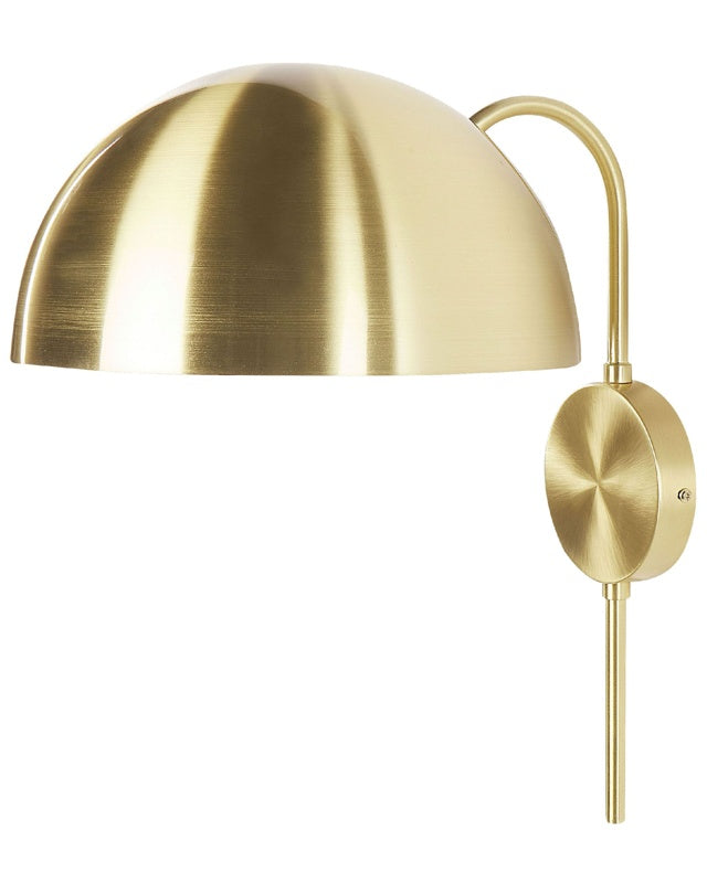 Wall Lamp Gold Steel Metal Shade Single Light Point Retro Glamour Lighting Beliani