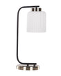 Table Lamp with White Glass Shade Nightstand Black Metal Arm with Brass Base Modern Industrial Beliani