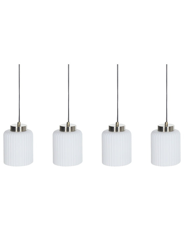 Pendant Lamp Hanging Light Black and Brass Metal with 4 White Glass Shades Modern Industrial Design Beliani